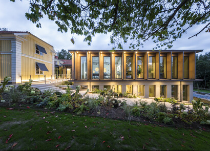 Exterior of building equipped with SageGlass smart windows.