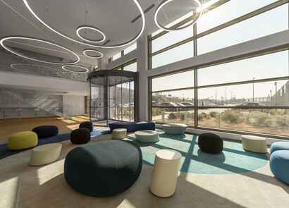 Inside of the building with SageGlass in clear state