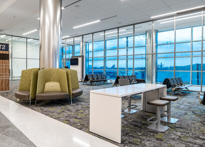 BNA waiting area with smart glass